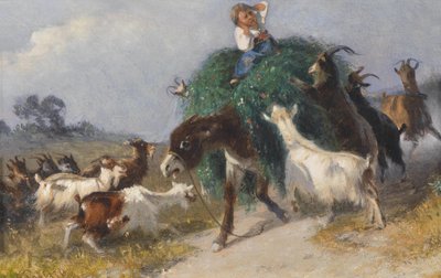 Goats Conquering a Hay Wagon by Giuseppe Palizzi